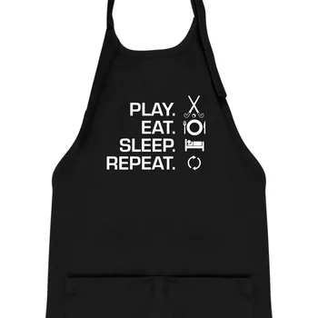 Kuchyňská zástěra Play eat sleep repeat pozemní hokej - Dětská zástěra na vaření - Univerzální velikost ( Černá )