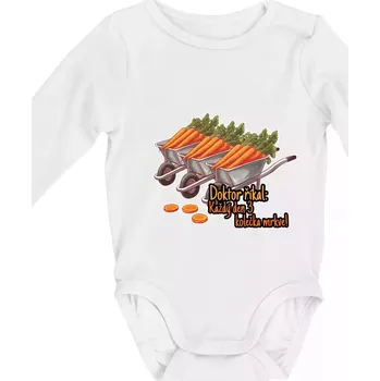 Doktor říkal - 3 kolečka mrkve - Body kojenecké s dlouhým rukávem - Dlouhý r. do 3 měs ( Bílá )