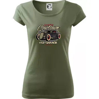 Dámské tričko Legendary old car - Dámské triko Pure - M ( Khaki )