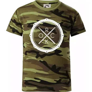 Chlapecké oblečení Paličky bicí ROCK - Dětské maskáčové triko - 134 cm/8 let ( Zelený maskáč )