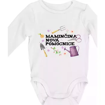 Kojenecký body Maminčina nová pomocnice - zahrada - Body kojenecké s dlouhým rukávem - Dlouhý r. do 3 měs ( Bílá )