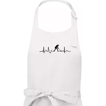Kuchyňská zástěra Pozemní hokej ekg - hráčka - Dámská zástěra na vaření - Univerzální velikost ( Bílá )