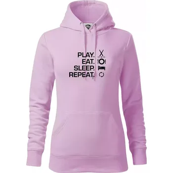 Dámská mikina Play eat sleep repeat pozemní hokej - Mikina dámská Cape s kapucí - S ( Orchid )