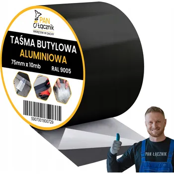 Lepicí páska Butylkaučuková těsnicí páska hliníková 75mm 10m Černá RAL9005 Střešní