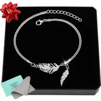 Náramek Stříbrný náramek s peříčky PÍRKO dámský dárek stříbro 925 celebritka