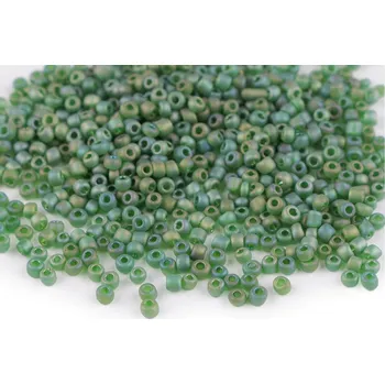 Dětské navlékací korálky Rokajl 8/0 - 3 mm frosted AB, malé, M167B zelená