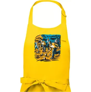 Kuchyňská zástěra Petanque hra - modro oranžová - Pánská zástěra na vaření - Univerzální velikost ( Žlutá )