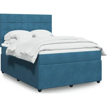 Postel vidaXL Box spring postel s matrací 140x200 cm samet [3292358] Barva: Modrá