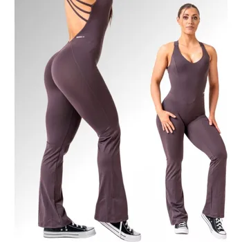 Dámský overall NEBBIA - Tvarující flared overal OWN THE GYM 397 (brown) - L + doprava zdarma