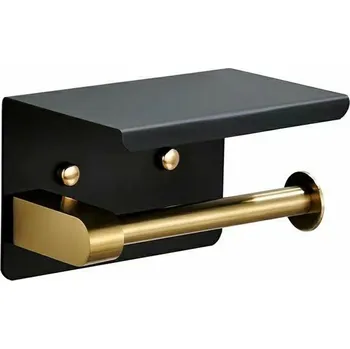 APT DRŽÁK NA WC PAPÍRY S POLICÍ ČERNO-ZLATÝ