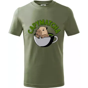 Chlapecké oblečení Capybara papymatcha - Tričko dětské bavlněné - 146 cm/10 let ( Khaki )