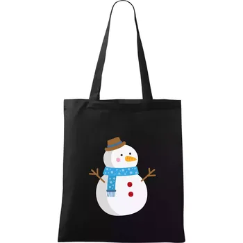 Nákupní taška Sněhulák se šálou - Taška bavlněná - 42 x 38 cm ( Černá )