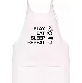 Kuchyňská zástěra Play eat sleep repeat pozemní hokej - Dětská zástěra na vaření - Univerzální velikost ( Bílá )