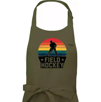 Kuchyňská zástěra Field hockey vintage kruh - Pánská zástěra na vaření - Univerzální velikost ( Khaki )