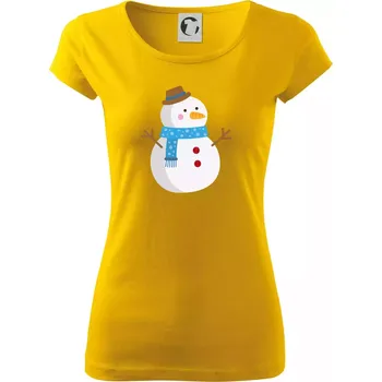 Dámské tričko Sněhulák se šálou - Dámské triko Pure - S ( Žlutá )