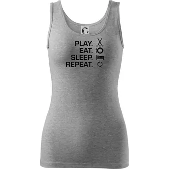Dámské tričko Play eat sleep repeat pozemní hokej - Dámské tílko - S ( Tmavě šedý melír )