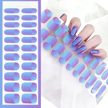 Umělé nehty Samolepky na nehty vytvrzované v UV/LED lampě – modro-fialové Ombre