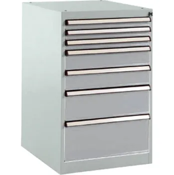 Dílenský stůl Manuflex SP1128.9006 Skříň zásuvek BASETEC stacionárně, Nutzhohe 700 mm se 7 přihrádkami, v hliníkově stříbrná podobný R