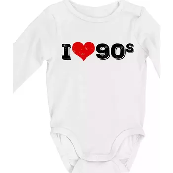 I love 90s - Body kojenecké s dlouhým rukávem - Dlouhý r. 3-6 měs ( Bílá )