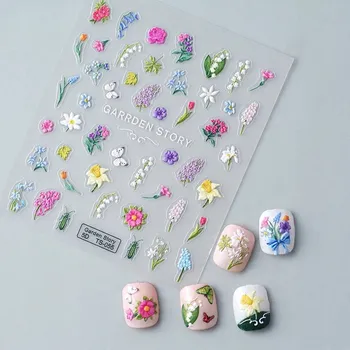 samolepka Samolepky Jarní Samolepící Vypouklé 3D na Nehty Vzory - Květiny