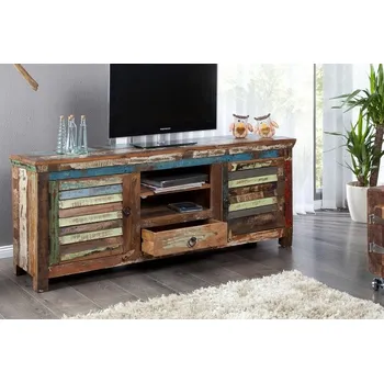 Televizní stolek Barevný TV stolek z masivu Avadi recyklované dřevo