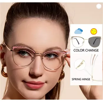 Sluneční brýle Dámské fotochromatické polarizované sluneční brýle - růžové