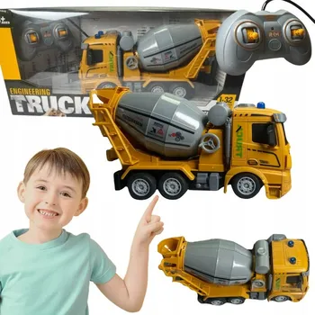 autíčko DÁLKOVĚ OVLÁDANÁ MÍCHAČKA NA BETON SE SVĚTELNÝMI EFEKTY, STAVEBNÍ STROJ RC