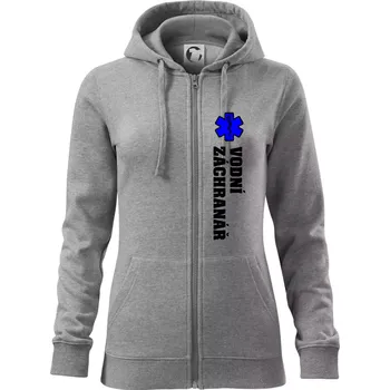 Dámská mikina Rescue - Vodní záchranář - Dámská mikina trendy zipper s kapucí - XL ( Tmavě šedý melír )