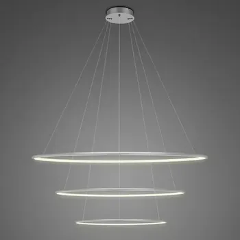 Závěsné LED svítidlo Kruhy č. 3 80cm 3000K stříbrné stmívatelné