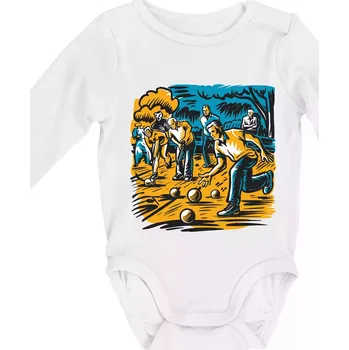 Kojenecký body Petanque hra - modro oranžová - Body kojenecké s dlouhým rukávem - Dlouhý r. do 3 měs ( Bílá )