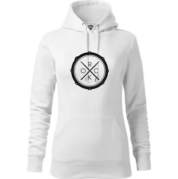 Dámská mikina Paličky bicí ROCK - Mikina dámská Cape s kapucí - M ( Bílá )