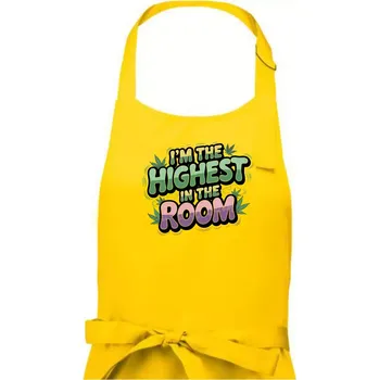 Kuchyňská zástěra Marihuana - Iam the highest in the room - Dámská zástěra na vaření - Univerzální velikost ( Žlutá )