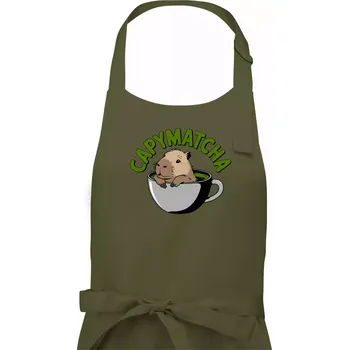 Kuchyňská zástěra Capybara papymatcha - Pánská zástěra na vaření - Univerzální velikost ( Khaki )