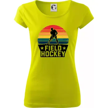 Dámské tričko Field hockey vintage kruh - Dámské triko Pure - L ( Limetková )