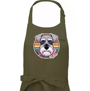 Kuchyňská zástěra Knírač - fenka a květiny - Pánská zástěra na vaření - Univerzální velikost ( Khaki )