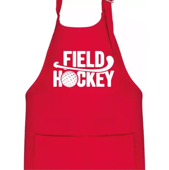 Kuchyňská zástěra Field hockey míček a nápis - Dětská zástěra na vaření - Univerzální velikost ( Červená )