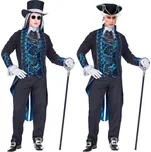Pánský kostým viktoriánský vampír černo modrý - S