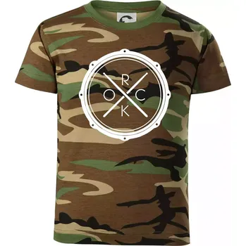 Chlapecké tričko Paličky bicí ROCK - Dětské maskáčové triko - 104-110cm / 3-4 roky ( Hnědý maskáč )