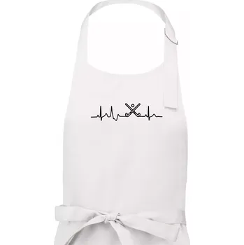 Kuchyňská zástěra Pozemní hokej ekg - hokejky - Dámská zástěra na vaření - Univerzální velikost ( Bílá )