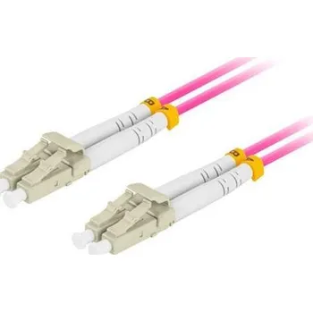 Síťový kabel LANBERG optický patch cord MM LC/UPC-LC/UPC duplex 2m LSZH OM4 50/125 průměr 3mm, barva magenta