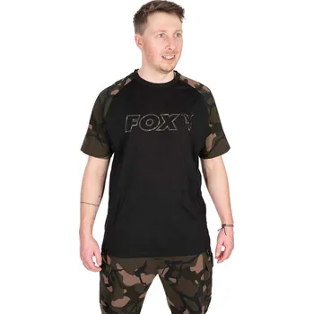 Rybářské oblečení Fox International Fox tričko Black Camo Outline T-Shirt Velikost: XXL (CFX271)
