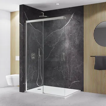 Sprchová vanička MI DWL / MI DWR 2050 mm 1085–1110 Transparent O 1100 Černý elox Pravé dveře