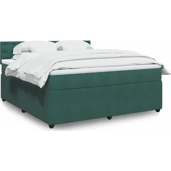 Postel vidaXL Box spring postel s matrací 180x200 cm samet [3290122] Barva: Tmavě zelená