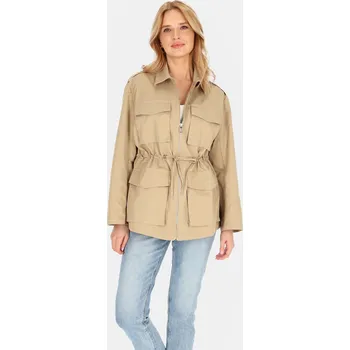 Dámská cargo bunda Béžová lehká dámská parka na zip BLE 252679 F - Beige Velikost: M