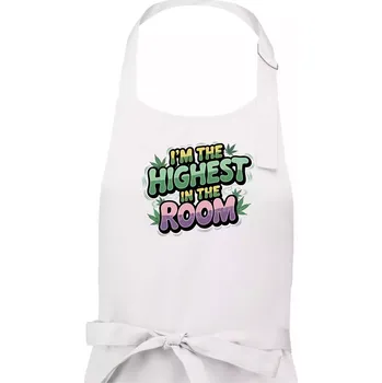 Kuchyňská zástěra Marihuana - Iam the highest in the room - Pánská zástěra na vaření - Univerzální velikost ( Bílá )