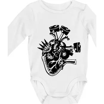 Kojenecký body Řidičovo srdce - Body kojenecké s dlouhým rukávem - Dlouhý r. do 3 měs ( Bílá )