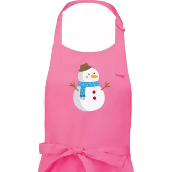 Kuchyňská zástěra Sněhulák se šálou - Pánská zástěra na vaření - Univerzální velikost ( Růžová )