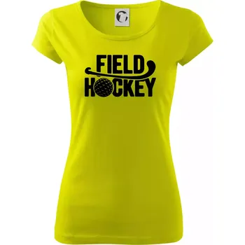 Dámské tričko Field hockey míček a nápis - Dámské triko Pure - S ( Limetková )