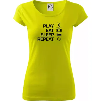 Dámské tričko Play eat sleep repeat pozemní hokej - Dámské triko Pure - L ( Limetková )
