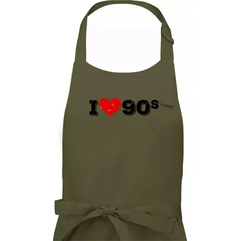 Kuchyňská zástěra I love 90s - Pánská zástěra na vaření - Univerzální velikost ( Khaki )